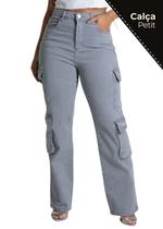 Calça Jeans Sawary Wide Leg Petit - 278284 Cinza