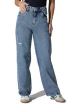 Calça Jeans Sawary Wide Leg Petit - 282915 - Azul médio 40 Calça Jeans Sawary Wide Leg Petit - 282915 - Azul médio 40