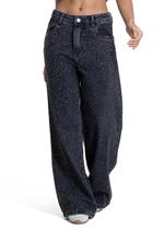 Calça Jeans Sawary Wide Leg Petit Brilho - 283313 - Preto 46 Calça Jeans Sawary Wide Leg Petit Brilho - 283313 - Preto 46