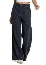 Calça Jeans Sawary Wide Leg Petit Brilho - 283317 - Pretobr 42 Calça Jeans Sawary Wide Leg Petit Brilho - 283317 - Pretobr 42