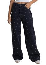 Calça Jeans Sawary Wide Leg Petit Ilhós - 283614 - Black 38 Calça Jeans Sawary Wide Leg Petit Ilhós - 283614 - Black 38