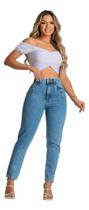 Calça Jeans Sem Elastano Moda Feminina Com Bolso Quadrado Perfeita Estilo Mom Calça Jeans Sem Elastano Moda Feminina Com Bolso Quadrado Perfeita Estilo Mom