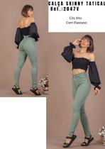 Calça jeans skine verde cós alto