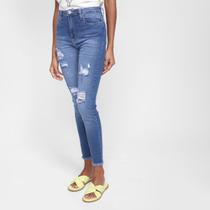 Calça Jeans Skinny All Is Love Rasgos Cintura Média Feminina