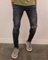 Calça jeans skinny black stone giletada - creed jeans