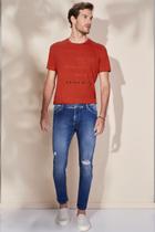 Calça Jeans Skinny Cutted Lado Avesso Azul