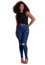 Calça jeans skinny destroyed chapa barriga lunender 20621 Calça jeans skinny destroyed chapa barriga lunender 20621