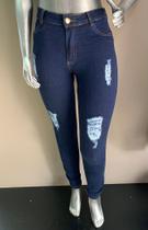Calça Jeans Skinny Destroyed Com Lycra(Jeans escuro) Calça Jeans Skinny Destroyed Com Lycra(Jeans escuro)