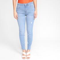 Calça Jeans Skinny Dzarm Estonada Cintura Alta Feminina