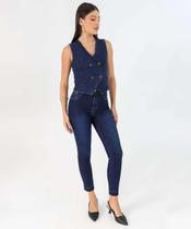 Calça Jeans Skinny Feminina Barra Desconstruída Azul-22025