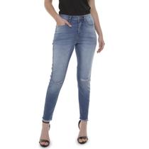 Calça Jeans Skinny Feminina Cigarrete C/ Detalhe no Joelho