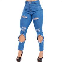 Calça Jeans Skinny Feminina Cintura Alta Com Lycra Levanta Bumbum