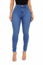 Calça Jeans Skinny Feminina Cintura Alta Levanta Bumbum Modeladora Premium Lavagem Clara