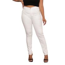Calça Jeans Skinny Feminina Plus Size Branca Acetinada - SK JEANS