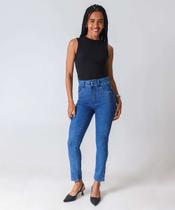 Calça Jeans Skinny Feminina Strass Azul-04015 Calça Jeans Skinny Feminina Strass Azul-04015