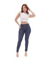 Calça Jeans Skinny Hot Feminina Cintura Alta Botões 22775 Escura