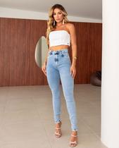 Calça Jeans Skinny Hot Pants Feminina Cintura Alta Básica 23018 Clara