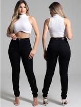 Calça Jeans Skinny Hot Pants Feminina Sawary Original Cintura Alta Estilo e Elegância Calça Jeans Skinny Hot Pants Feminina Sawary Original Cintura Alta Estilo e Elegância