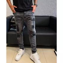 Calça Jeans Skinny Jogador com Detalhes Rasgados e Estilo Moderno Calça Jeans Skinny Jogador com Detalhes Rasgados e Estilo Moderno