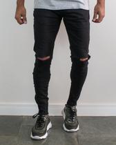 Calça jeans skinny masculina destroyed - creed