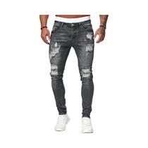 Calça Jeans Skinny Masculina Vintage Lavada Rasgada Casual Slim Fit Calça Jeans Skinny Masculina Vintage Lavada Rasgada Casual Slim Fit