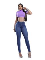 Calça Jeans Skinny Para Mulheres Alta Ri19 Com Cintura Alta