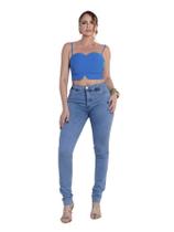 Calça Jeans Skinny Para Mulheres Alta Ri19 Com Cintura Alta