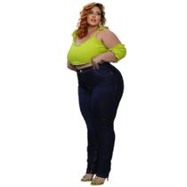 Calça Jeans Skinny Plus Size Empina Bumbum Cós Alto Modelador 46 ao 48