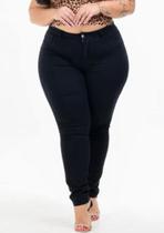 Calça Jeans Skinny Plus Size Feminina Preta