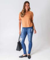 Calça Jeans Skinny Puídos Feminina-01011 Calça Jeans Skinny Puídos Feminina-01011