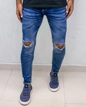 Calça jeans skinny rasgada blue tiger - creed jeans