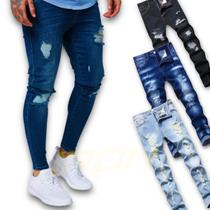 Calça Jeans Skinny Rasgada Masculina Slim Elastano Sport 484 - IRON
