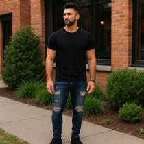 Calça Jeans Skinny Rasgada Masculina Slim Sport Homem 486