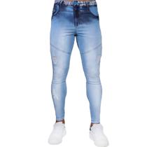 Calça Jeans Skinny Recortes Destroyed Degradê Masculina - CODI JEANS