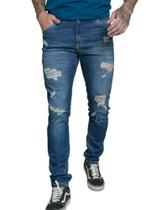 Calça Jeans Skinny Stone Rasgada Masculina Dialogo Calça Jeans Skinny Stone Rasgada Masculina Dialogo