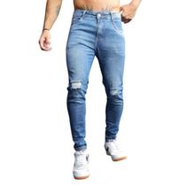 Calça Jeans Slim Destroyed Masculina- Enfim