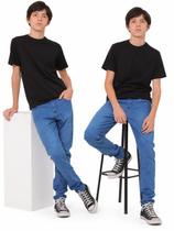 Calça Jeans Slim Infantil Juvenil Menino Jeans Claro Premium Com Regulagem Interna do 04 ao 16