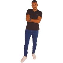 Calça Jeans Slim Lisa Moda Masculina Reforçada Confortável com Bolso Barra Simples Clássica Adulto