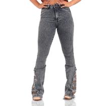 Calça Jeans Stoned Bordada Miss Texas Blue Strass Cowgirl Moda Country Feminina Texas Ranch Oficial