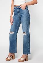 Calça Jeans Straight Rasgos 1981 Guess Azul