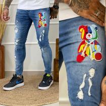 Calça Jeans Super Skinny Destroyed Acid Wash Masculina Jay Jones