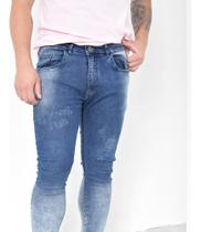 Calça Jeans Super Skinny Masculina Lycra Azul Linha Premium