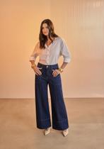 Calça Jeans Super Wide Leg Com Cintura Alta LUNENDER J6788