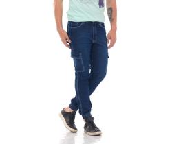Calça Jeans Tradicional Masculina Cargo Skinny Básica