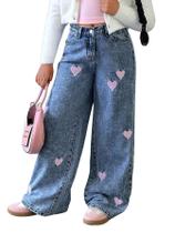 Calça jeans WDIRARA Girl's Heart bordada Y2k 11Y Calça jeans WDIRARA Girl's Heart bordada Y2k 11Y