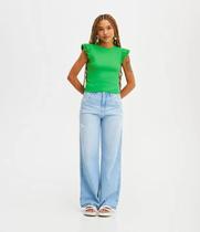 Calça Jeans Wid Leg Pantalona Premium Cintura Alta Blogueira