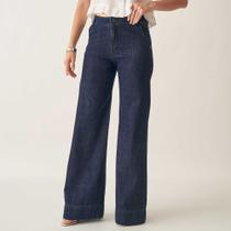 Calça Jeans Wide com Bolso Faca Calça Jeans Wide com Bolso Faca
