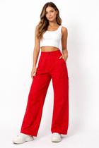 Calça Jeans Wide Leg Cargo Cintura Alta Estilosa Calça Jeans Wide Leg Cargo Cintura Alta Estilosa
