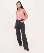 Calça Jeans Wide Leg Cargo Feminina Sawary-59076