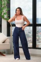 Calça Jeans Wide Leg Cargo Fernanda 36 Calça Jeans Wide Leg Cargo Fernanda 36